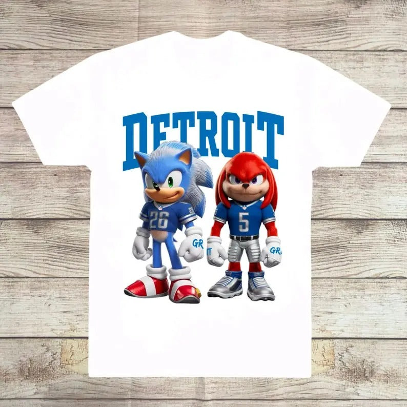S0n1c AndKnuckles Detr0i Football Fan T-shirt, Gift For Him Her Cotton Fabric Unisex Hoodie, Sweatshirt | HypeDripTees.com