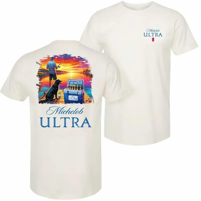 Michel0b Ultra Dad Bod Fishing- Themed T-shirt, Michel0b Ultra Beer Lovers T-shirt 2 sides, Gift for Dad, for Mom Cotton...