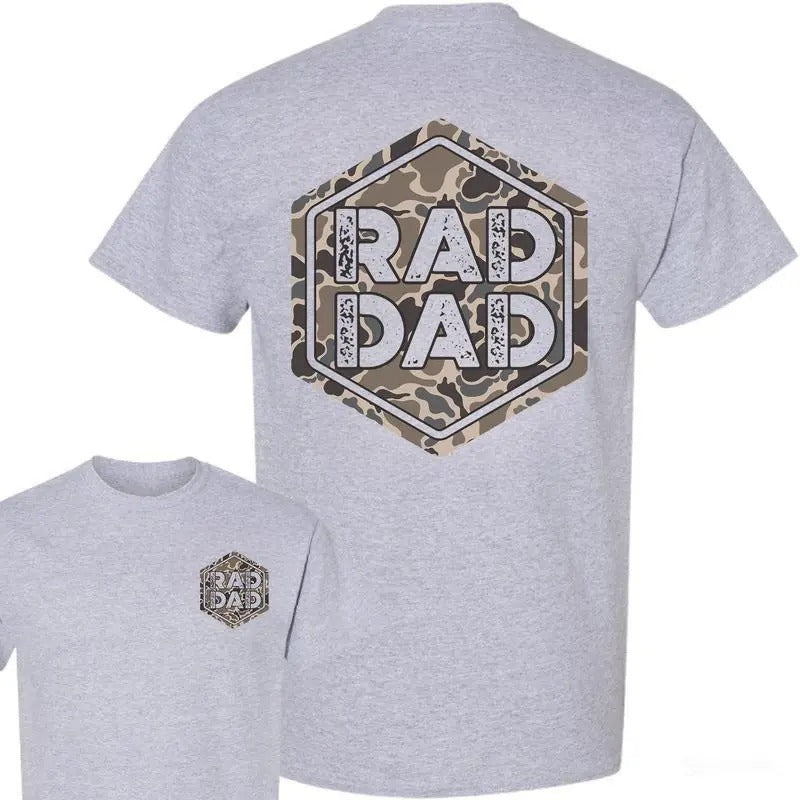 RAD DAD Camo T-shirt, Bold Father's Day Graphics Tee 2 sides, Gift for Dad, for Father's Day Classic Cotton Hoodie,...