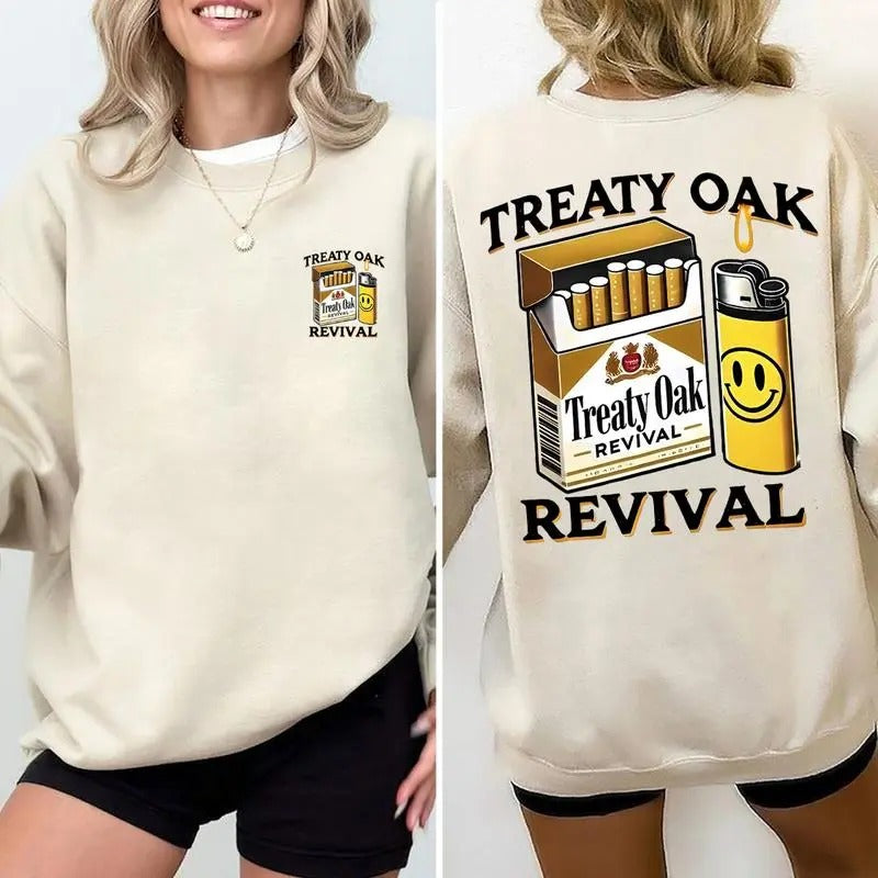 Treaty Oak Revival Funny 2 sides Unisex Cotton Sweatshirt, Gift for Father's Day, Mother's Day T-Shirts, Hoodie