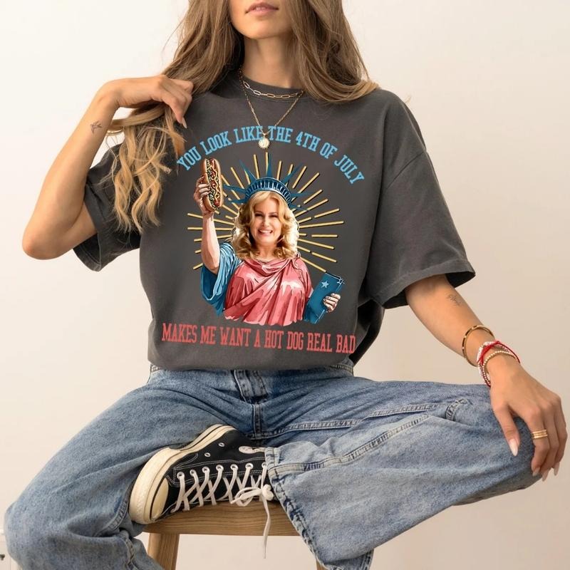 Blonde You Look Like the 4th of July T-Shirt, Sweatshirt, Hot Dog Real Bad Quote, Funny Independence Day Gift for Her or...