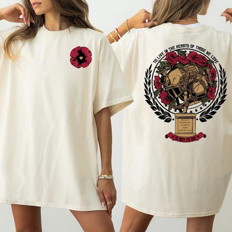 Those We Love Memorial T-Shirt, Sweatshirt, Patriotic Poppy and Helmet Design, Military Tribute Gift for Men Hoodie