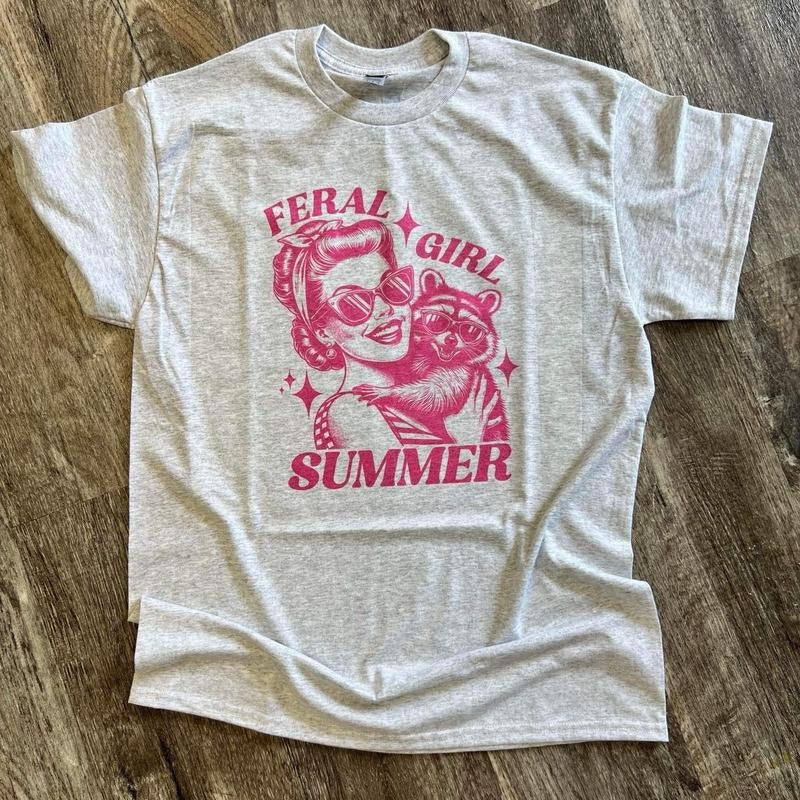 SINGLE SHIRT - FERAL GIRL SUMMER - Funny Shirt - Raccoon Shirt - Summer Tee Hoodie, Sweatshirt | HypeDripTees.com