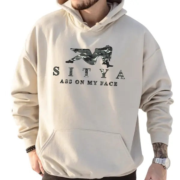 SITYA Camo Hoodie Sweatshirt T-Shirt Front Side Print Unisex Sweater for Outdoor Activities