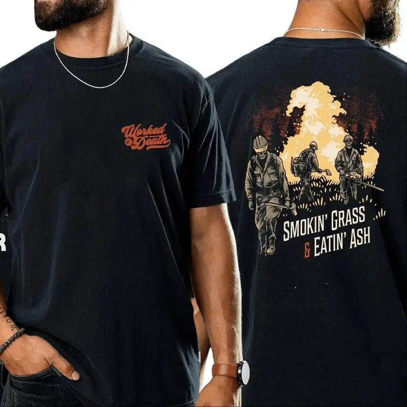 SMOKIN' GRASS & EATIN' ASH t-shirt, Gift for Dad, Gift for Mom, Gift for him, gift for her, birthday gift, Gift for...