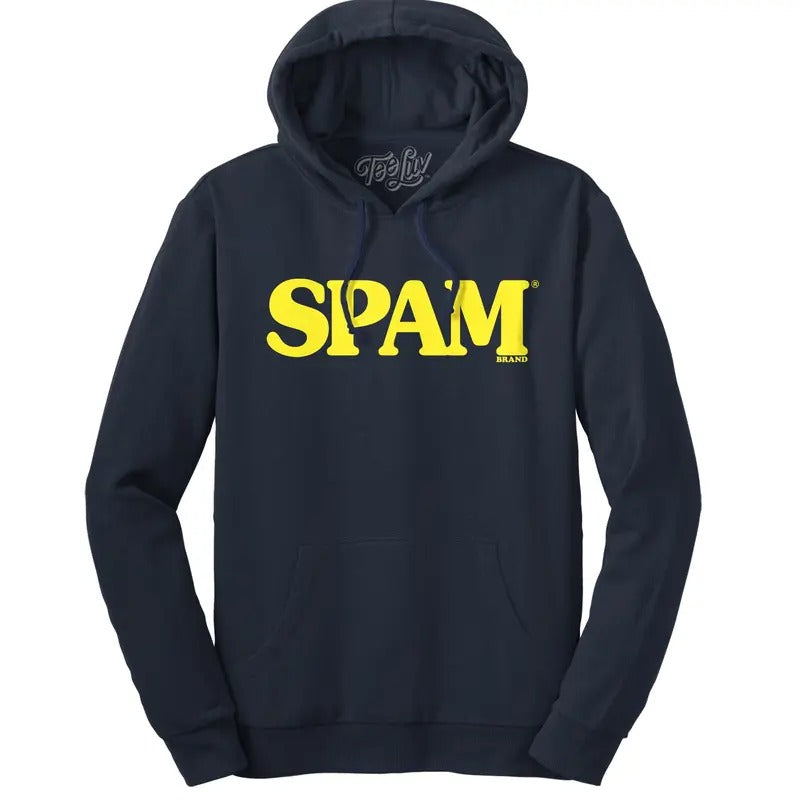 SPAM Logo Hooded Sweatshirt - Navy Blue T-Shirts, Hoodie | HypeDripTees.com