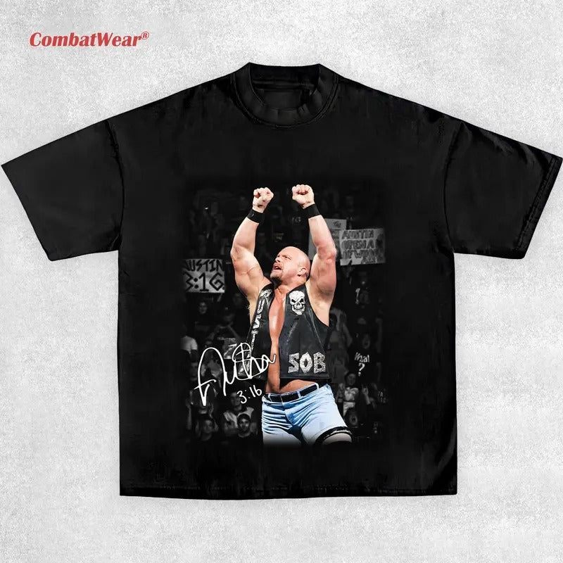 STEVE AUSTIN TEE, Wrestling Tee, Wrestling Graphic Tee, 2025 Wrestler Shirt, Sports Shirt, Vintage Wresting Shirt,...