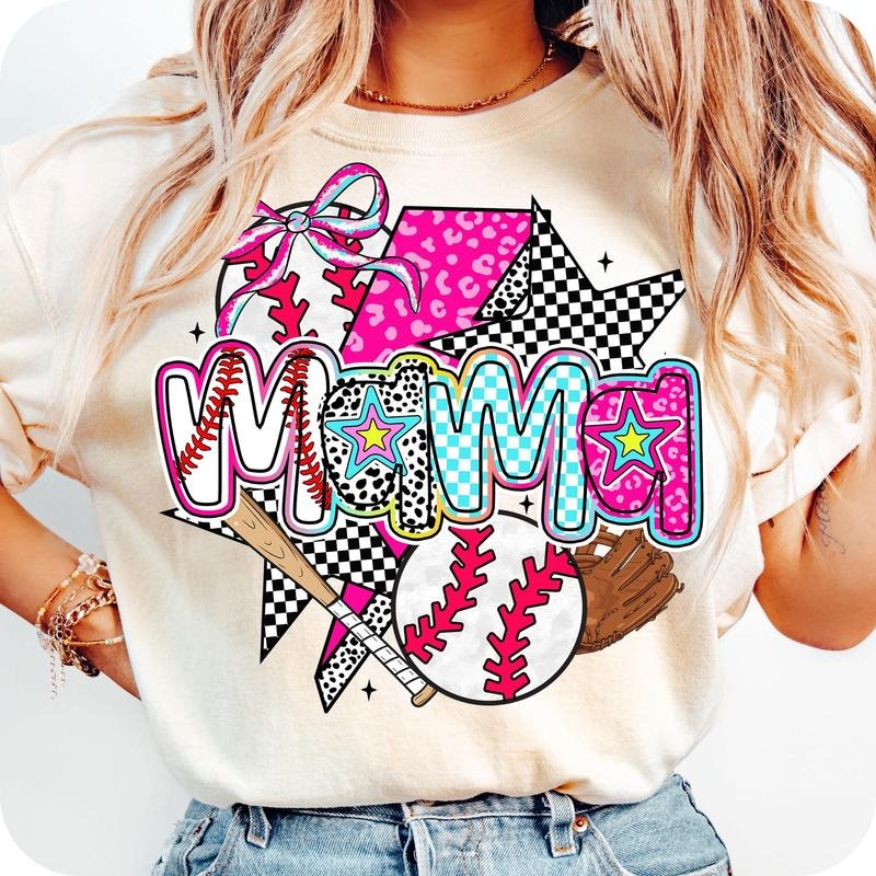 [Sale To 45% Off] Baseball Mama Coquette T-Shirt, Preppy Baseball Shirt, Brushstroke Baseball Coquette T-Shirt, Baseball...