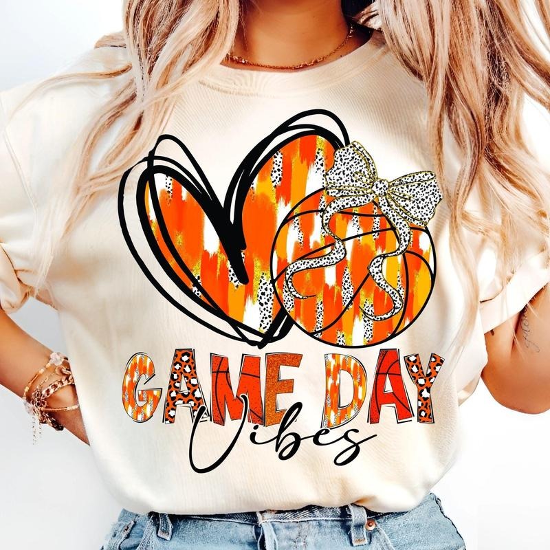 [Sale To 45% Off] Basketball Game Day T-Shirt, Coquette Bow Basketball Mom T-Shirt, Retro Basketball Vibes Shirt, Gift...