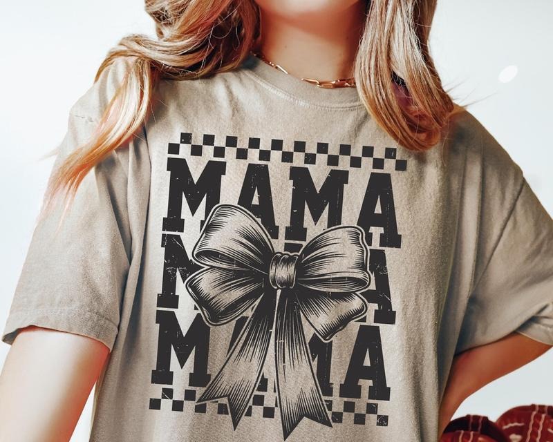 [Sale To 45% Off] Retro Mama TShirt T-Shirt, Checkered Coquette Bow TShirt, Mom T-Shirt, Gift For Mom, Gift Ideas Hoodie,...