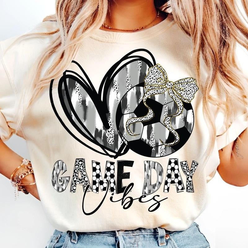 [Sale To 45% Off] Soccer Game Day T-Shirt, Coquette Bow Soccer Mom T-Shirt, Brushstroke Soccer, Gift For Mom, Mother's...