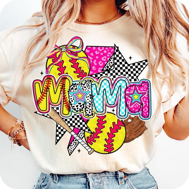 [Sale To 45% Off] Softball Mama T-Shirt, Brushstroke Softball Coquette T-Shirt, Softball Bow Shirt, Gift For Mom,...