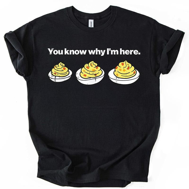 [ Sale Up To 35%] Deviled Eggs You Know Why Im Here T Shirt Funny Thanksgiving Graphic Tee for Men Women Holiday Turkey...
