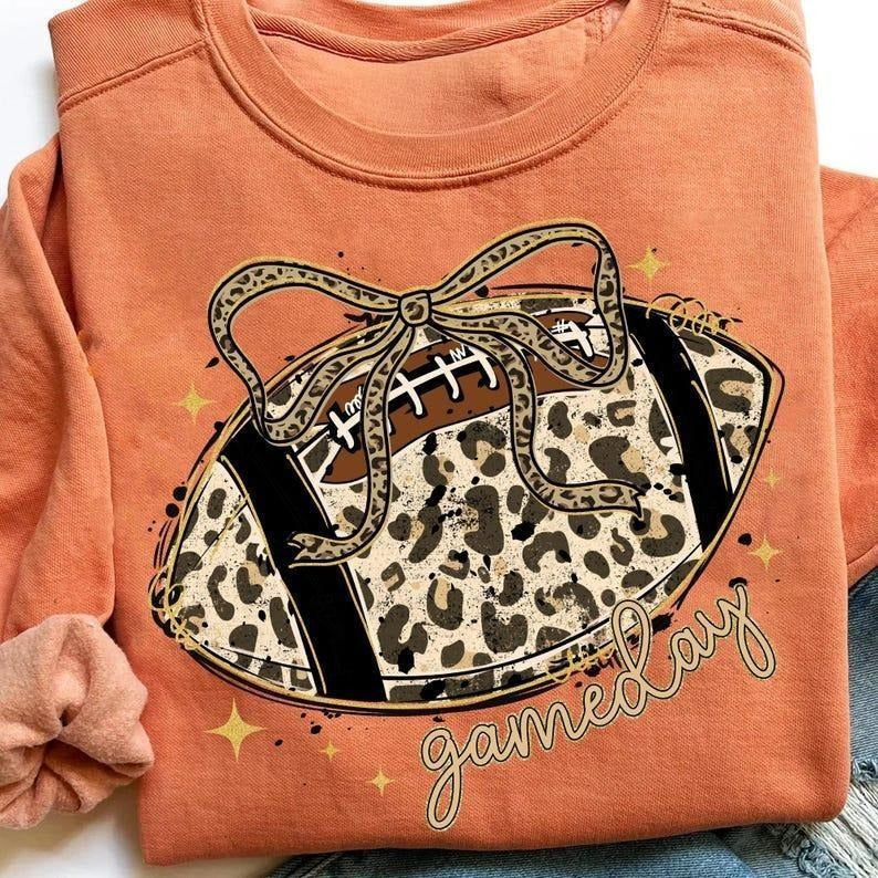 Gameday Sweatshirt, Leopard Football Sweatshir, Football Mom ,Football Sweatshir T-Shirts, Hoodie | HypeDripTees.com