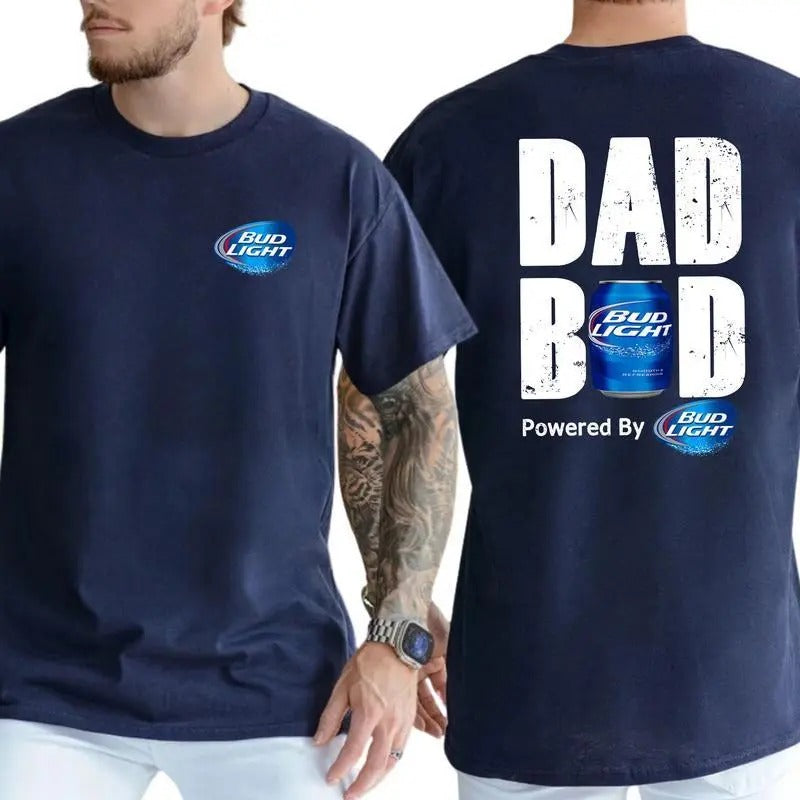 Bud Light Dad Bod Powered By Beer Graphic Tee Unisex Funny Father's Day T-shirt Hoodie, Sweatshirt | HypeDripTees.com