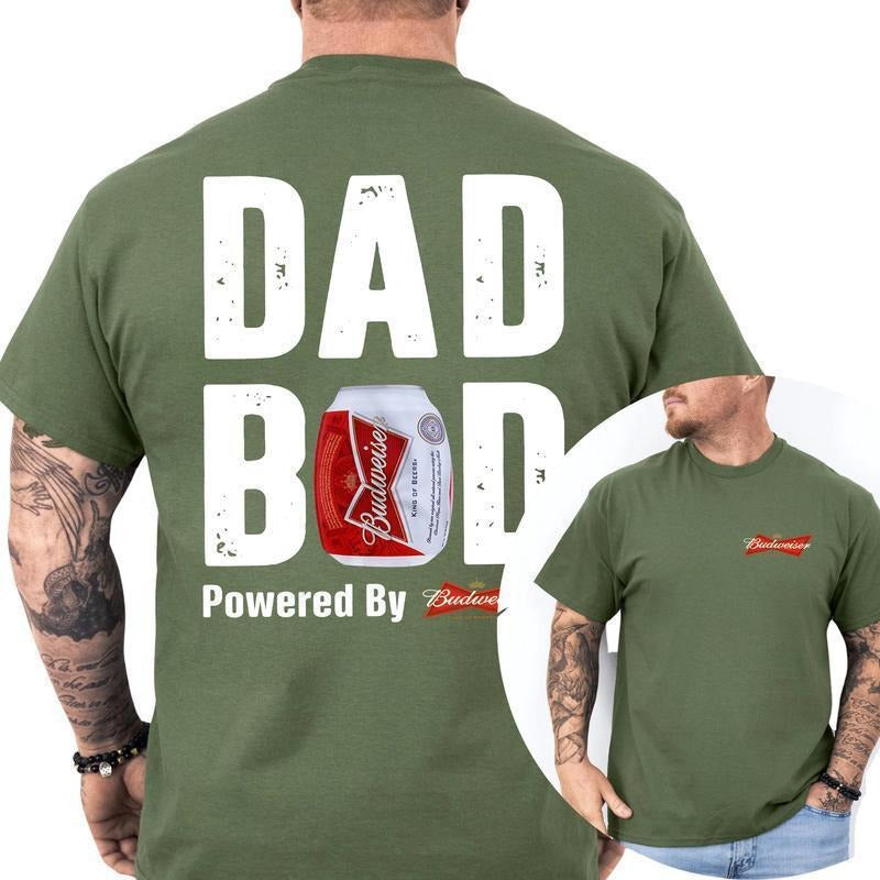 Budweiser Dad Bod Powered By Budweiser Unisex T Shirt Classic Fit Soft Cotton Fun Beer Lover Gift Casual Wear For Every...