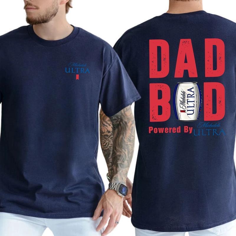 Michelob Ultra Dad Bod Powered By Beer Graphic Tee Unisex Funny Father's Day T-shirt Hoodie, Sweatshirt | HypeDripTees.com
