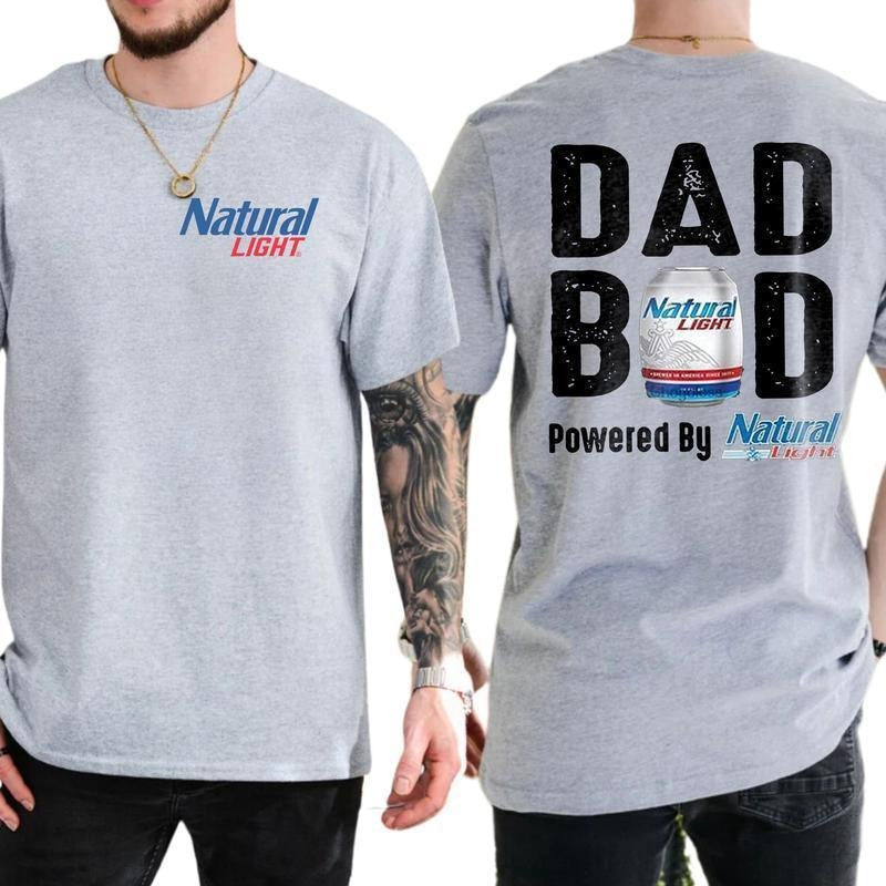 Natural Light Dad Bod T Shirt Unisex Funny Beer Graphic Tee Casual Soft Gift For Fathers Husband Boyfriend Birthday...