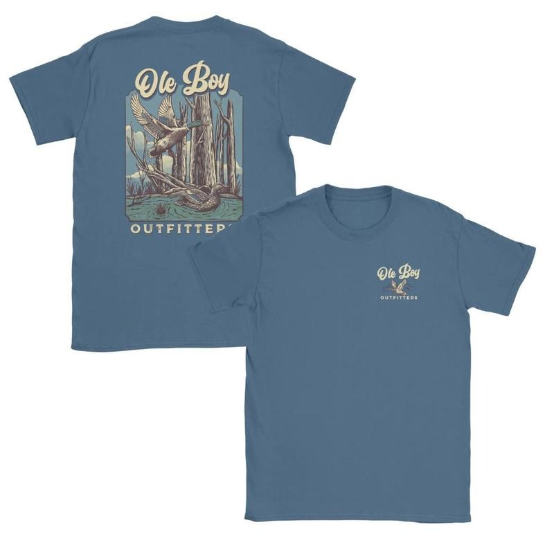 Ole Boy Mallard Marsh T-Shirt - Vintage Duck Hunting Graphic Tee, Soft Cotton, Classic Fit, Outdoor Waterfowl Apparel, Perfect Gift for Hunters & Nature Lovers Man Top Menswear Crewneck Tropical