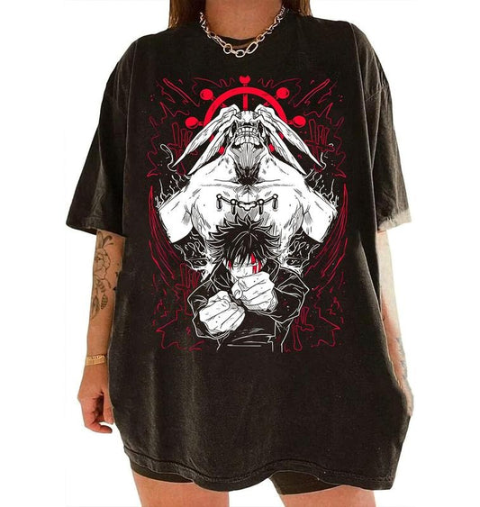 ( Sale off 40% ) Anime Hunter X Hunter Anime Double Printed Vintage Oversized Tee Unisex Oversize Anime Manga Heavyweight Cotton T-shirt, Gift For Anime Fan, Anime Lover