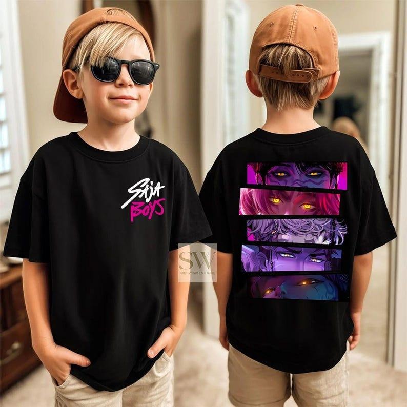 Saja Boys 2 Slide Youth Toddler Shirt, Saja Boys Boy Band Shirt, Kpop Demon Inspired Movie Shirt, Demon Hunters Merch,...