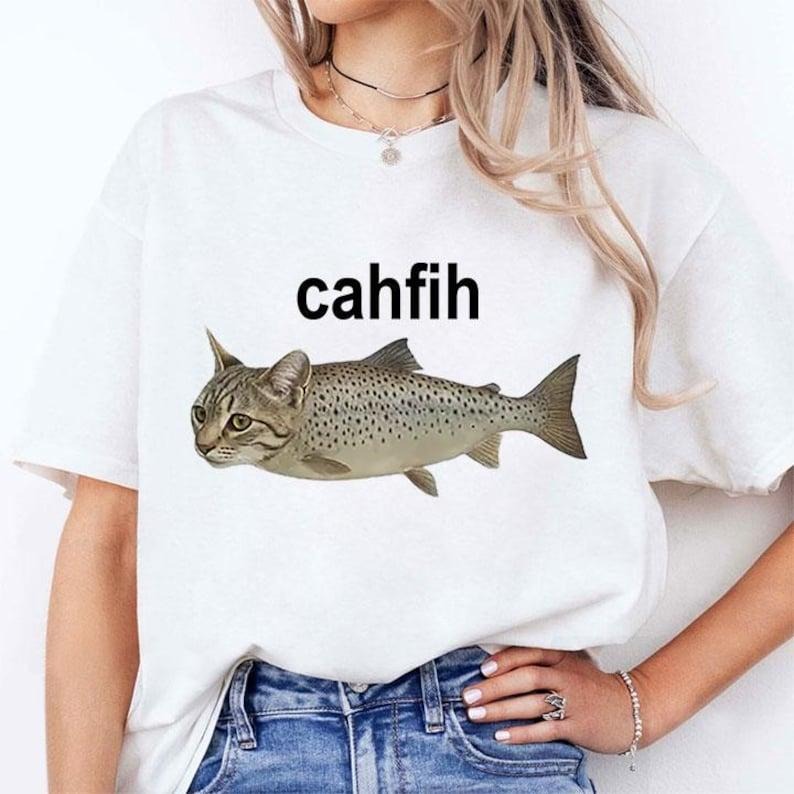 Cah Fih Misspelled Fish Meme T Shirt, Retro Meme Graphic,Retro Gift for Men & Women T-Shirt Hoodie, Sweatshirt