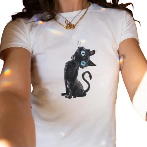 Coraline Black Cat Baby Tee, Y2k 90s Style Baby Tee,Vintage Movie baby shirt for cat lovers crewneck fabric Hoodie,...