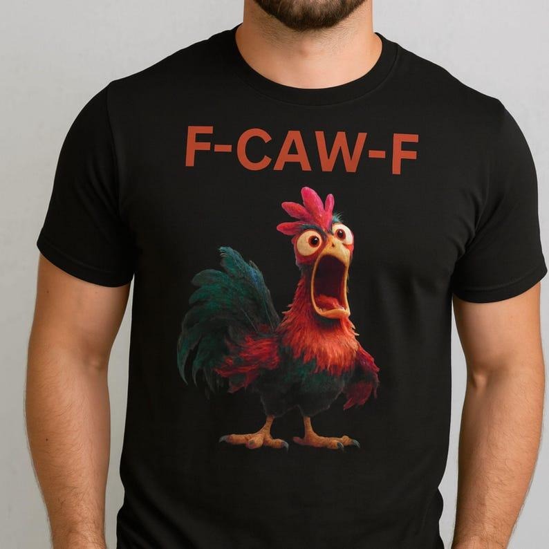 F-CAW-F Chiken Funny Rooster Graphic Tee, Unisex T-Shirt for Animal Lovers Hoodie, Sweatshirt | HypeDripTees.com