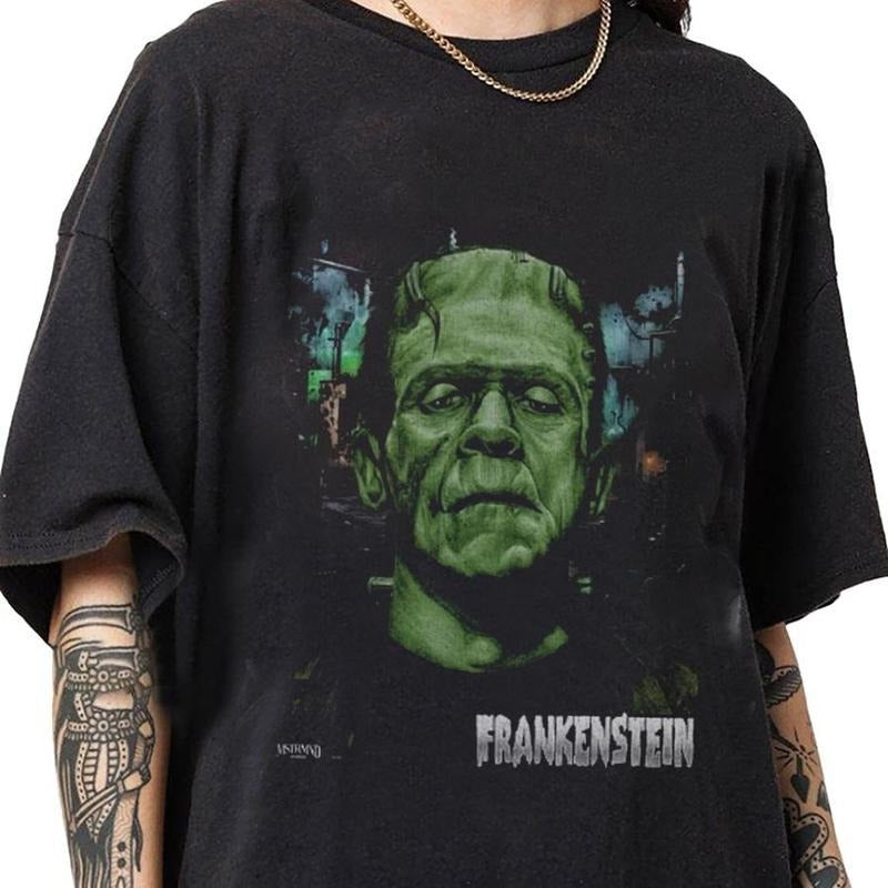 Frankenstein Vintage Bootleg Style T-Shirt, Gift For Women and Men Graphic Unisex T-Shirt, Cotton Fabric Tee Hoodie,...