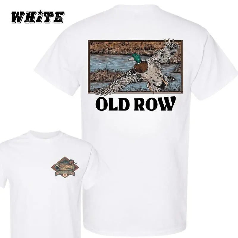 Old Row Mallard Duck T-shirt, Outdoor Wildlife Graphic Classic Unisex Cotton T-shirt, Gift for Dad, for Mom Menswear Top...