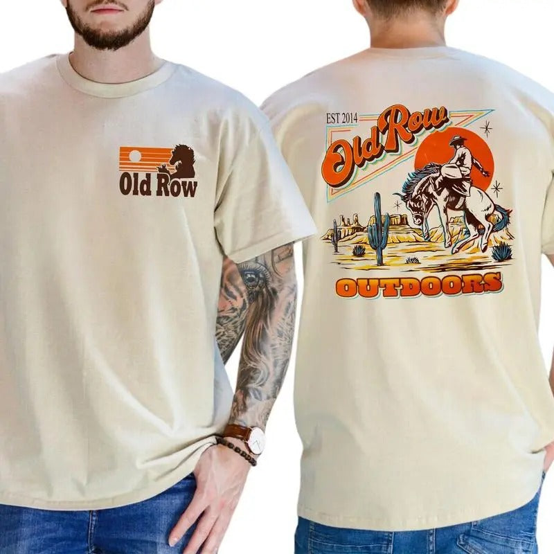Out Row Outdoors Western C0wboy T-shirt, Comfortable Cotton Unisex Graphics T-shirt for men and women Menswear Top...