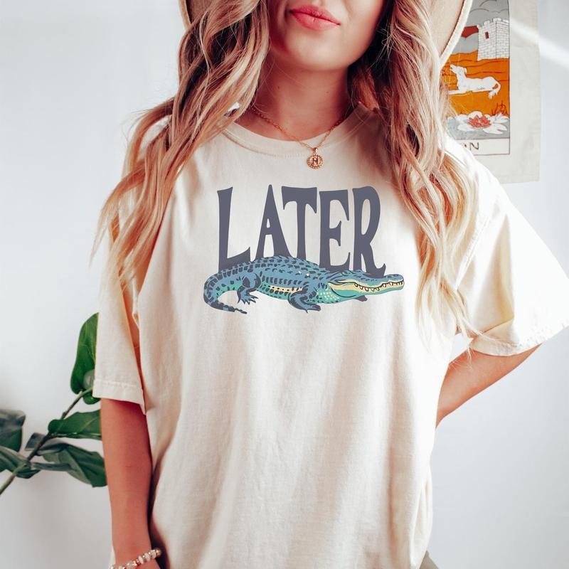Later Gator Vintage 90s Graphic Alligator Print, Funky Fashion Statement Shirt, Trendy Apparel Hoodie, Sweatshirt