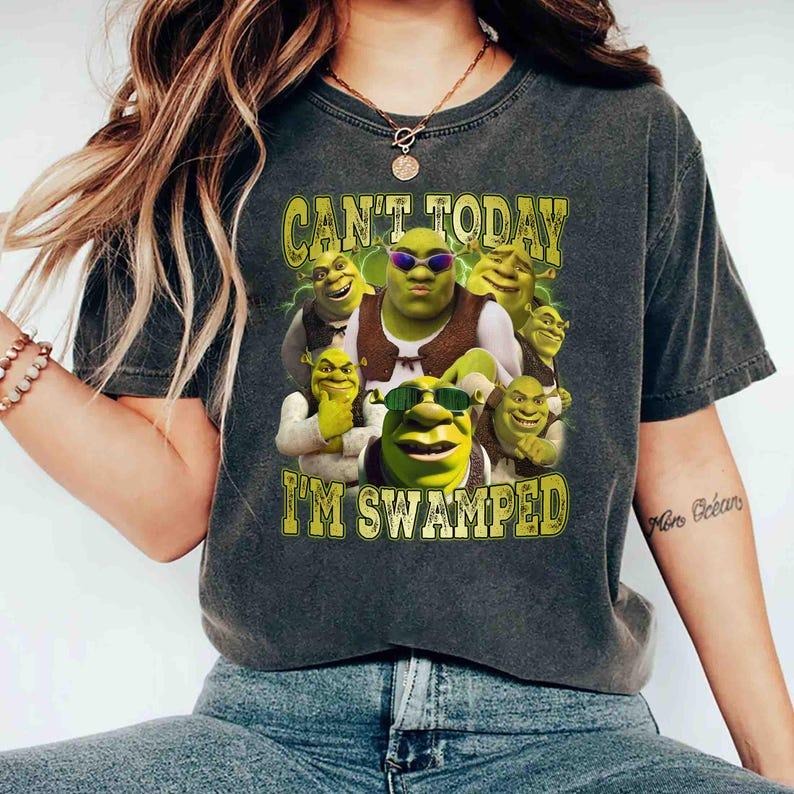 Can't Today I'm Swamped Comfort Shirt, Shrek Bootleg Fiona Princess Shirt, Fiona Princess Gift, Shrek Face Meme Tee,...