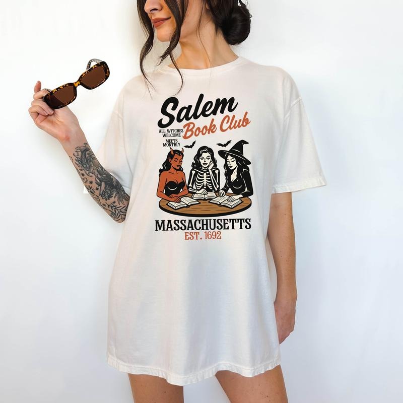 Salem Book Club- T-Shirt, Unisex T-Shirt, Funny Tee, Comfortable Shirt,  Hallowen Theme Hoodie, Sweatshirt | HypeDripTees.com