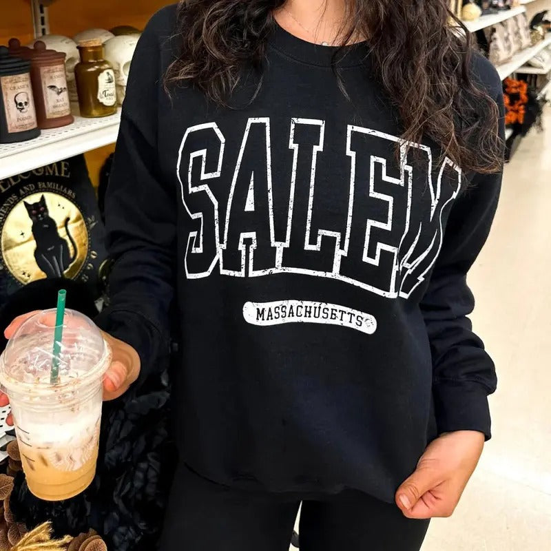Salem Massachusetts, Crewneck Halloween Sweatshirt Womenswear Hoodie Womenswear Hoodie T-Shirts | HypeDripTees.com