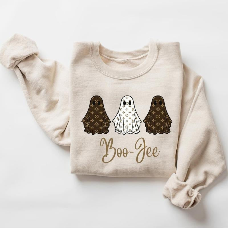 [Saleup to 75%] Ghost Boo Jee Sweatshirt, Halloween Ghost Sweater, Floral Ghost Shirt, Halloween Crewneck Sweater,...
