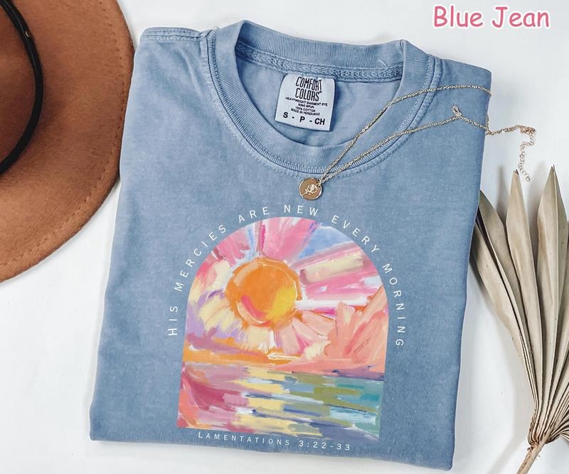 [Saleup to 75%]Comfort Colors Christian Shirt His Mercies Are New Every Morning Bible Verse Shirt Religious Women Gift...