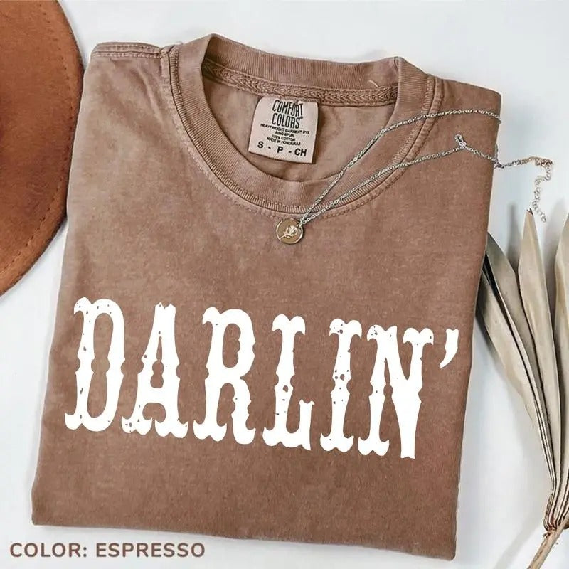 Saleup to 75%Comfort Colors DARLIN' Tshirt, Country Girl Shirts,  Funny Western T-Shirt Nashville Tee Vintage Cowgirl...