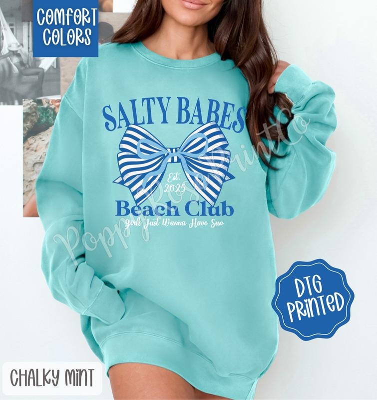 Salty babes beach club Comfort Colors Sweatshirt, Trendy Women's Crewneck T-Shirts, Hoodie | HypeDripTees.com