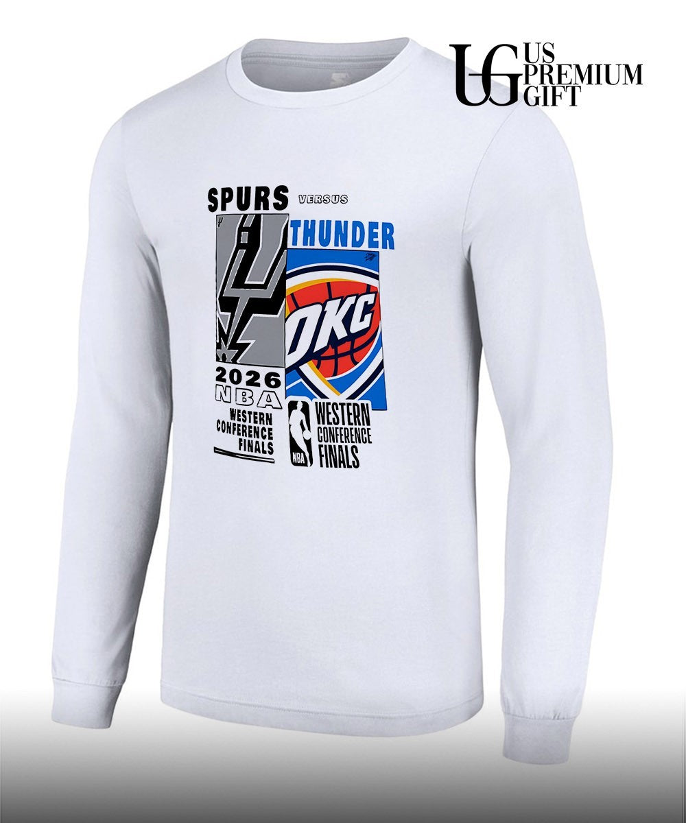 San Antonio Spurs vs Oklahoma City Thunder 2026 Western Conference Finals Matchup fragments shirt