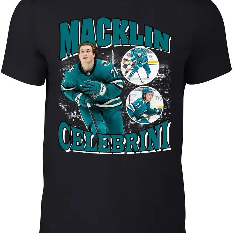 San Jose Macklin Celebrini Bootleg Style T-Shirt Hoodie, Sweatshirt | HypeDripTees.com