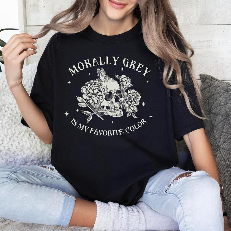 Sandjest Book T-Shirt Morally Grey Is My Favorite Color Gift for Book Lover Bookworm Hoodie, Sweatshirt | HypeDripTees.com