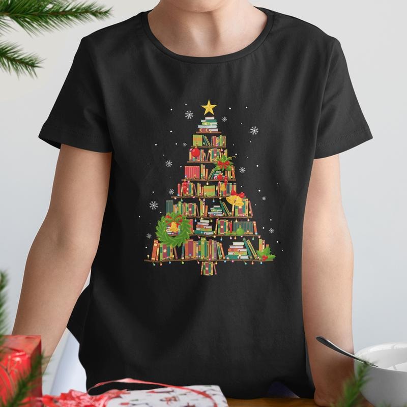 Sandjest Christmas Book Tree Shirt Book Lovers Christmas Sweatshirt Christmas Gift Bookworm Christmas Shirt Holiday...