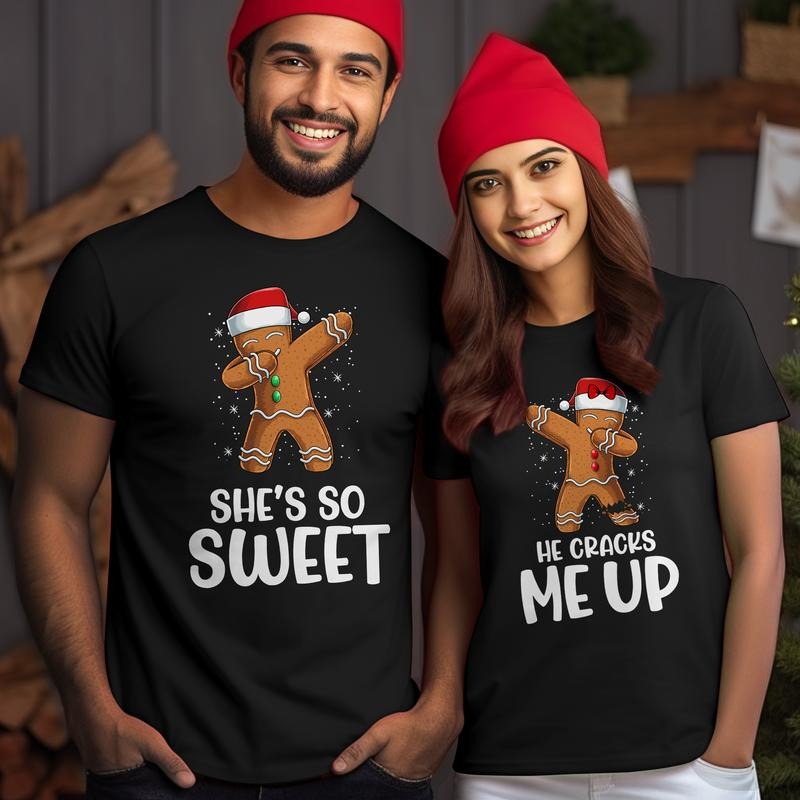 Sandjest Christmas Couple T-Shirt Gingerbread Couple Gifts for Husband Wife Girlfriend Boyfriend Hoodie, Sweatshirt