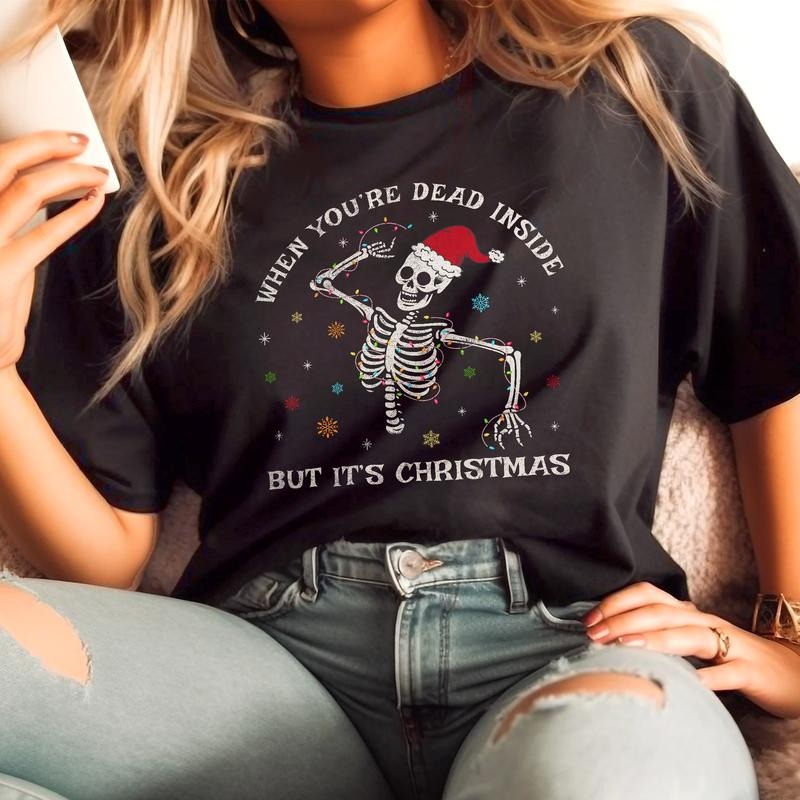 Sandjest Christmas Tshirt Dancing Skeleton Gift for Women Girl Friend Hoodie, Sweatshirt | HypeDripTees.com