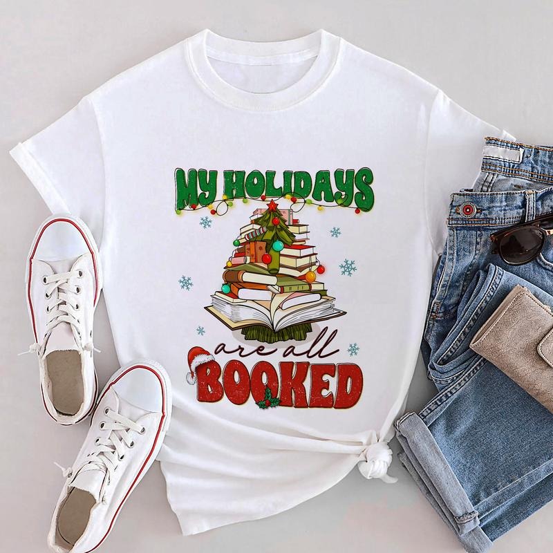 Sandjest Christmas Tshirt My Holidays Are All Booked Gift for Women Book Lover Bookworm Hoodie, Sweatshirt | HypeDripTees.com