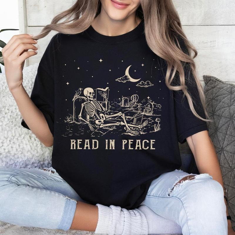 Sandjest Funny Book Lover T-Shirt Read in Peace Gift for Bookworm Librarian Hoodie, Sweatshirt | HypeDripTees.com