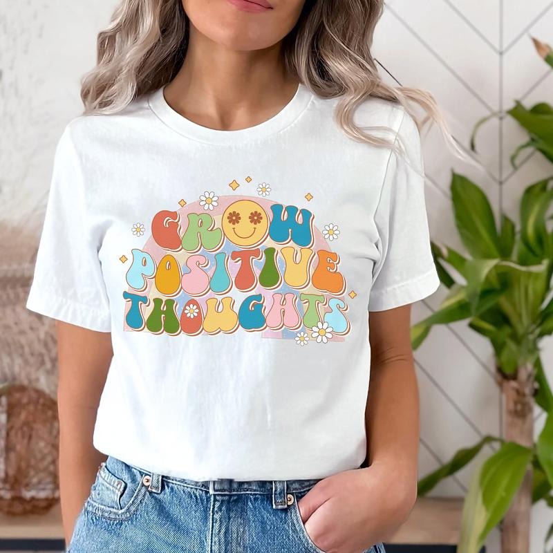 Sandjest Grow Positive Thoughts Inspirational Groovy Style Shirt for Women Girl Friends Hoodie, Sweatshirt | HypeDripTees.com