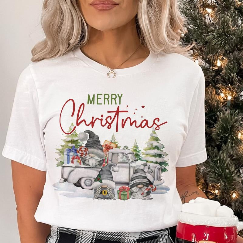 Sandjest Merry Christmas Gnome T-shirt for Friends Girl Women Xmas Gift Hoodie, Sweatshirt | HypeDripTees.com
