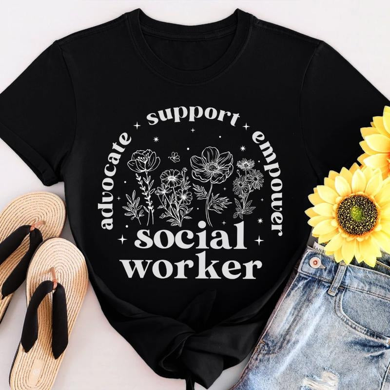 Sandjest Social Worker T-Shirt Advocate Support Empower Social Worker Gift for Women Girl Friend Hoodie, Sweatshirt